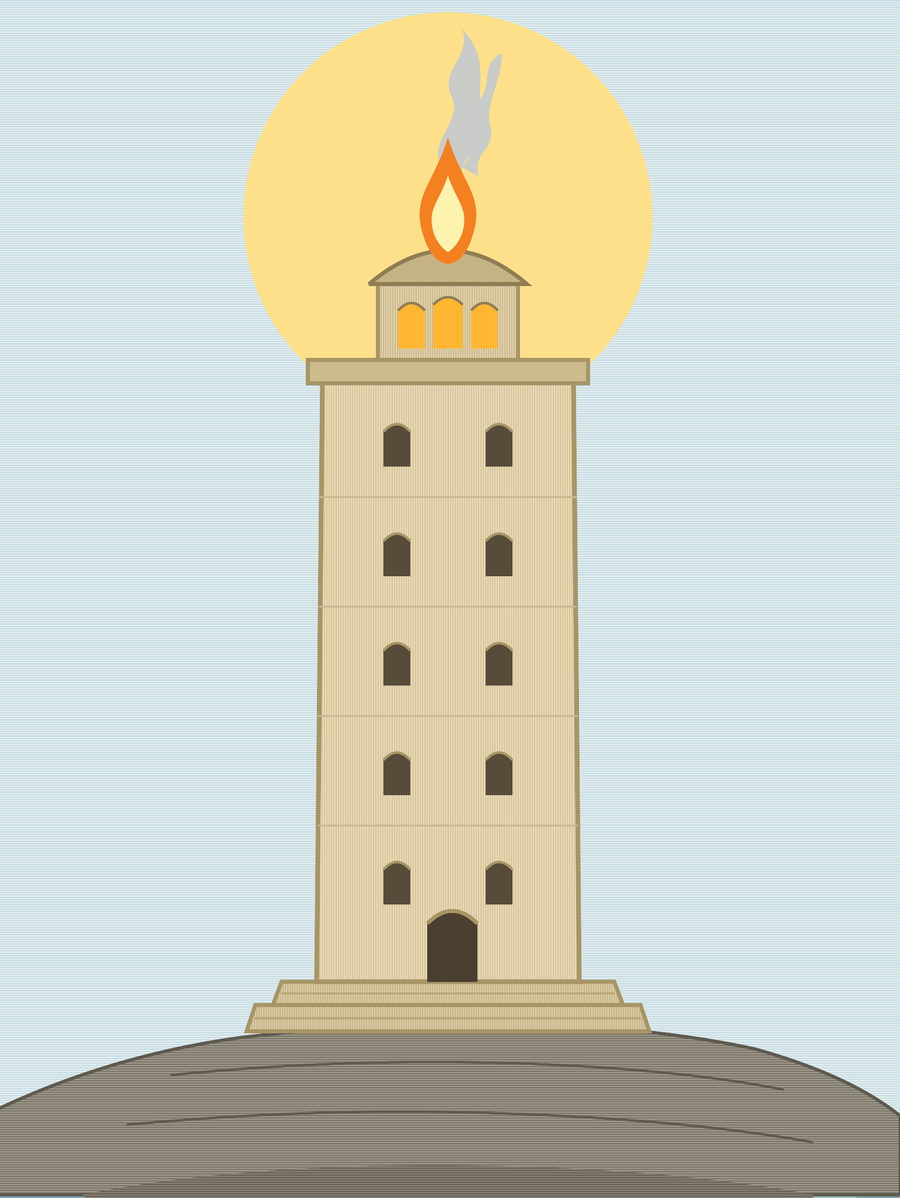 Simple diagram of the original second-century Roman lighthouse with a fire beacon at the summit
