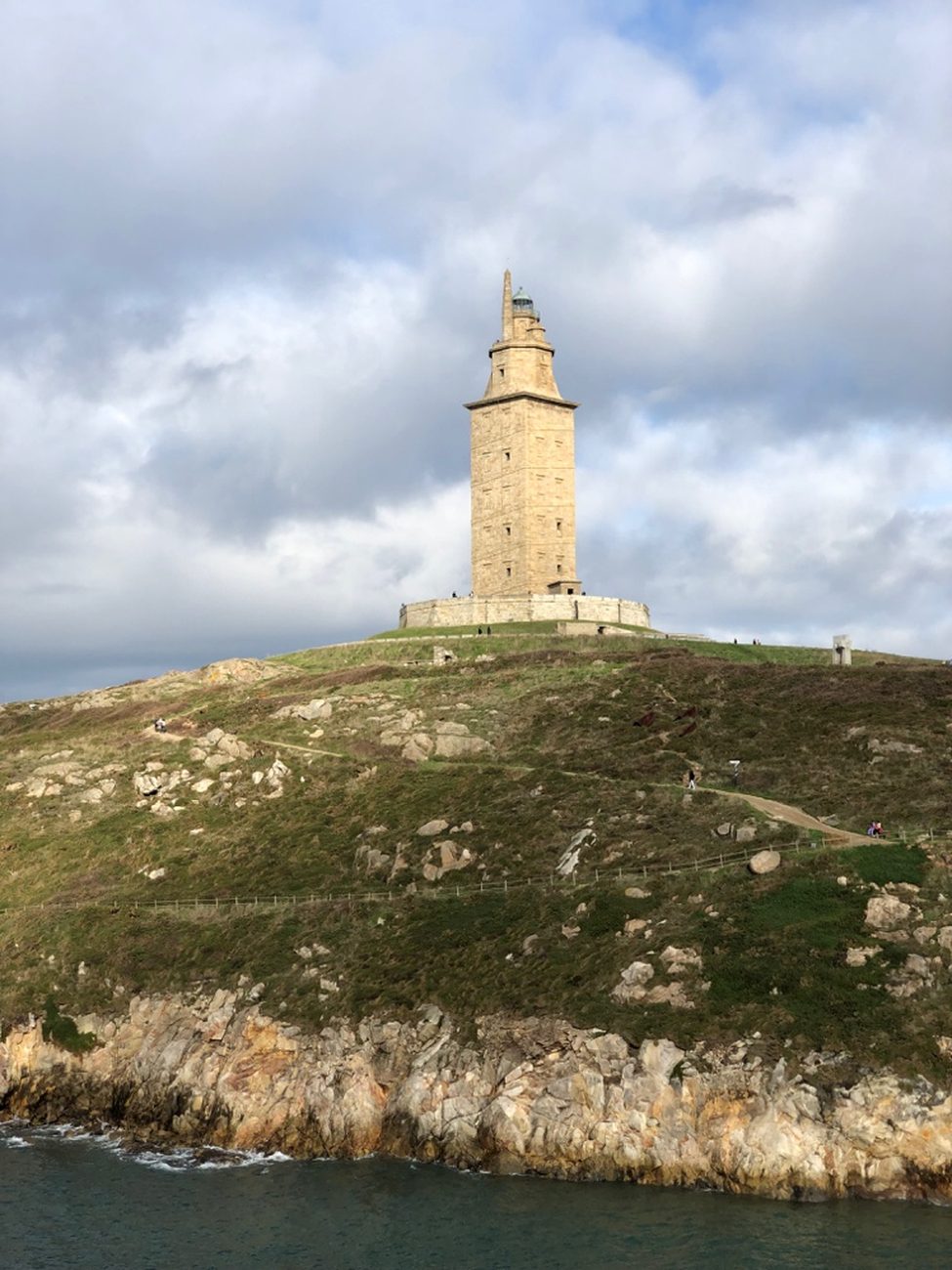 The Torre de Hercules on its rocky headland above the Atlantic, A Coruna